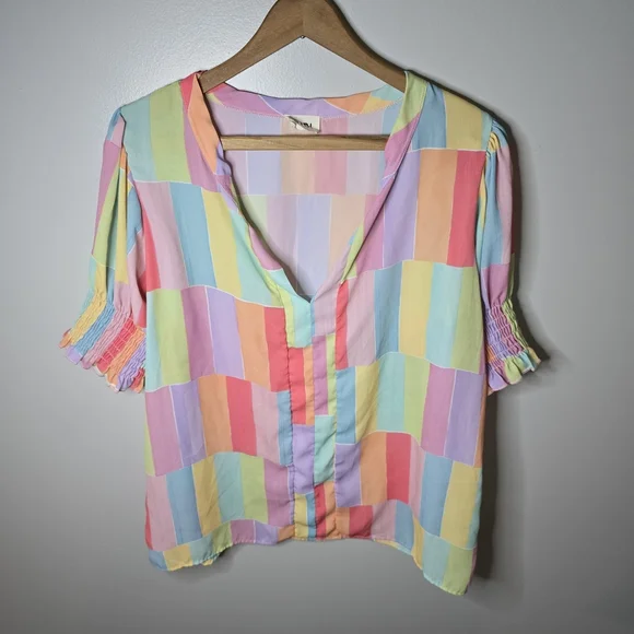 BiBi Multicolor Striped Blouse - Picture 6 of 11
